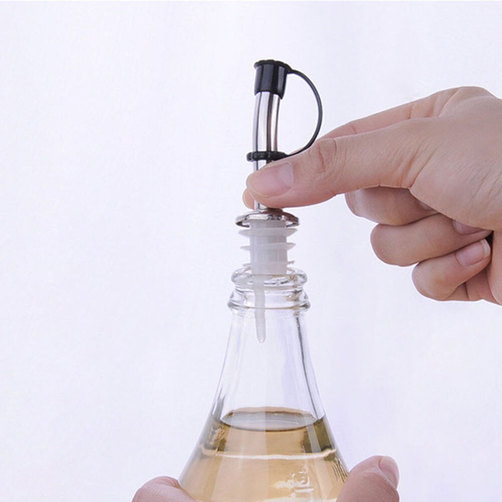 1 stk rustfrit stål olieflaske mund med prop vin gryde flaske kork prop hældebeholder oliven hælde dispenser