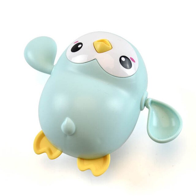 Baby Cute Animals Bath Toy Swimming Pool Water Play Bathing Ducks Crab Frog Classic Chain Clockwork Water Toys For Kids: Blue Penguin