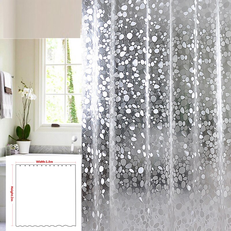 Een, Plastic Peva 3d Waterdicht Douchegordijn Transparant Wit Clear Badkamer Gordijn Luxe Bad Gordijn Met 12 Stuks Haken