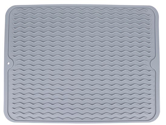 Large Multifuctional Silicone Protection Drying Mat Heat Insulation Holder Dish Cup Draining Pad Table Placemat Tray Kitchenware: 50x40cm Darkgrey