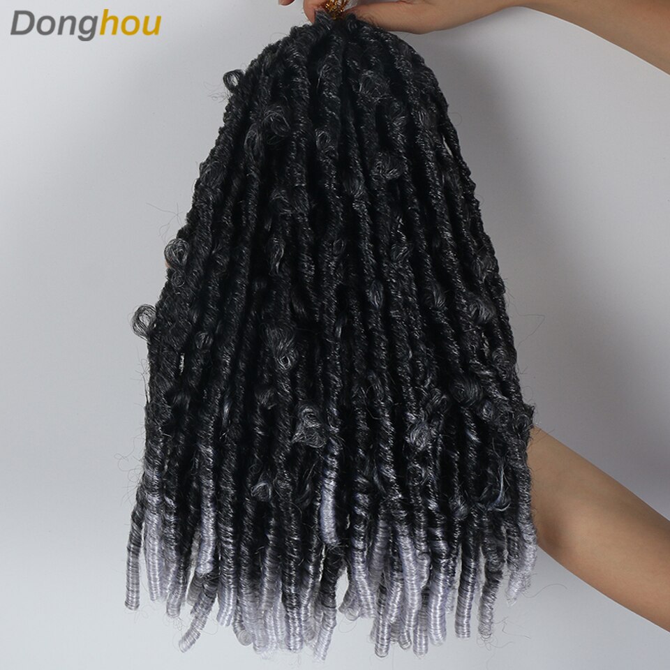 Butterfly Hair 3Pcs 6 Pcs/Lot Butterfly Locs Crochet Hair Goddess Synthetic Faux Locs Passion Twist Braided Hair Extensions: 1B Grey Color / 6Pcs 120Strands