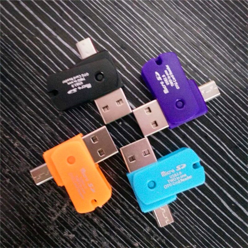 3 Kleuren Mini Micro Usb 2.0 Otg Adapter + Micro Sd Tf Card Reader Voor Android Telefoons Exteral Draagbare Usb sd Kaartlezer Suppion: Random Color 1PC
