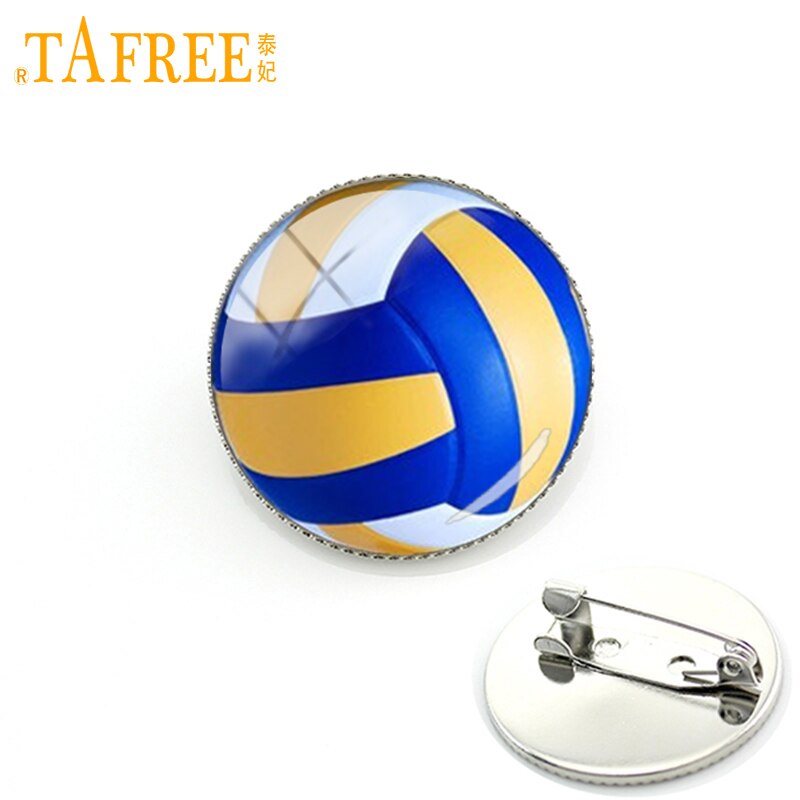Tafree Strand Volleybal Glas Foto Broches Pins Sport Team Badge Broche Mode Vrouwen Mannen Pin Bal Fans Sieraden KC255