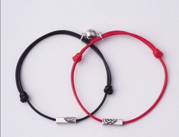 2 stuks paar armband vriendschap touw gevlochten afstand magnetisch aantrekken elkaar chinese idiomen polsketting sieraden minnaar