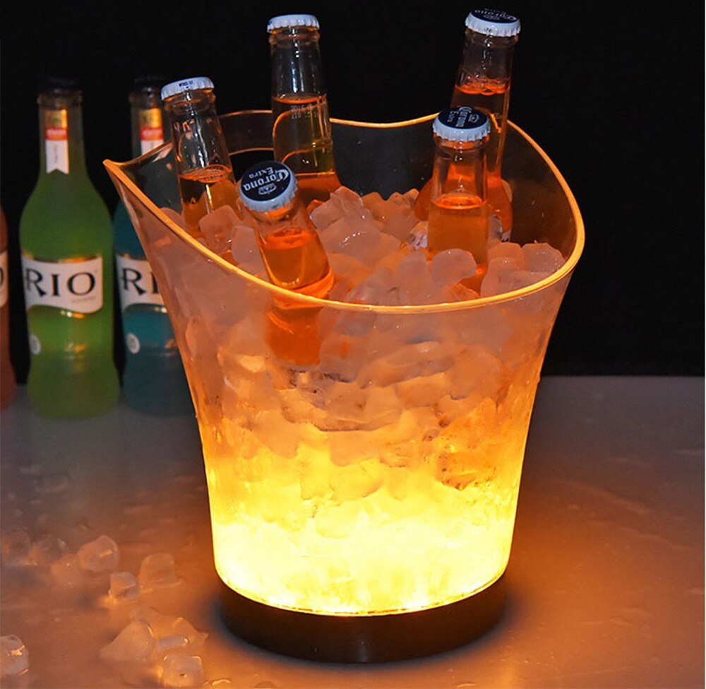 LED Rechargeable Ice Bucket 5.5L Wine Whisky Ice Cooler Colors Changing Champagne Wine Buckets For Party Home Bar Nightclub