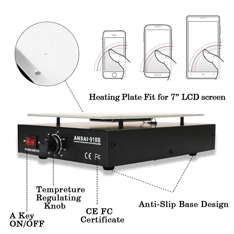 Screen Separator Auto Verwarming Metalen Telefoon Reparatie Machine Glas Removal Verwarming Platform Plaat Lcd-scherm Afscheiders