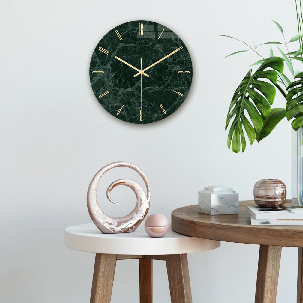 Modern light luxury wall clock marble texture cloc... – Grandado