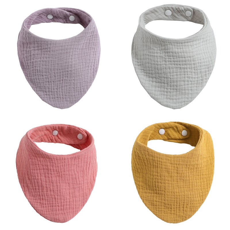 4Pcs/ Lot Cotton Baby Bibs Adjustable Triangle Newborns Saliva Towel Toddler Baby Boys Bib Burp Cloth Scarf Baby Shower: WKD40006