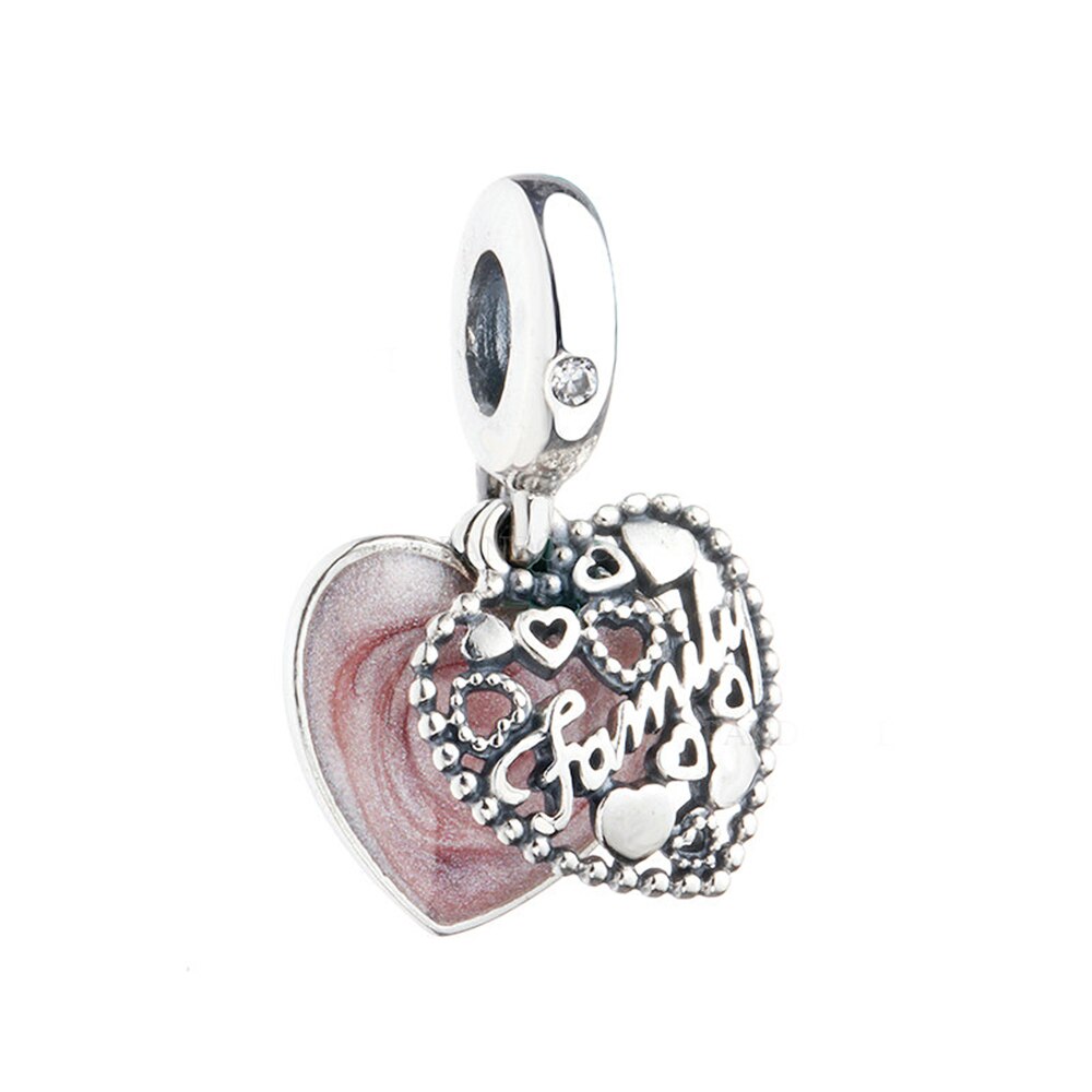 100% Sterling Silver Classic Interlocking Heart-shaped Heart-shaped Silver Pendant with Cubic Zirconia DIY Enamel Pendant: 2142