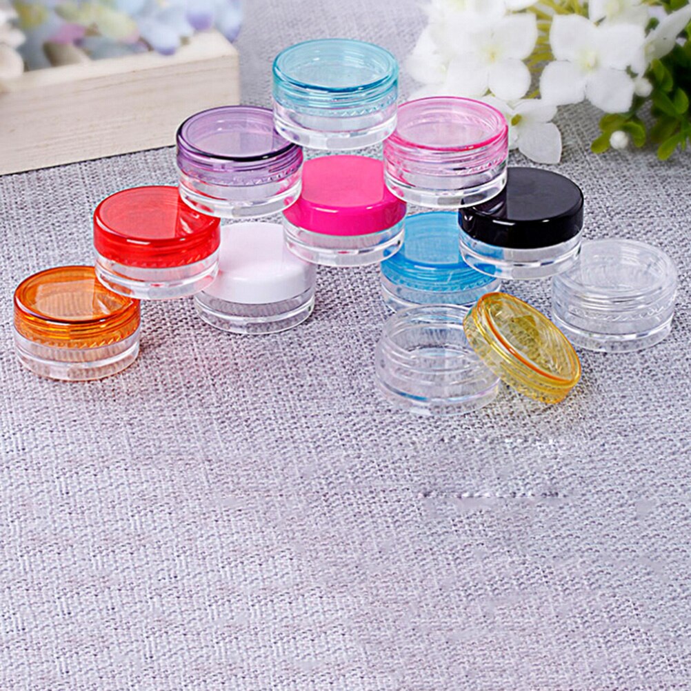 10Pcs Cosmetics Jar Box Makeup Cream Nail Art Cosmetic Bead Storage Pot Container Round Bottle Portable Plastic Transparent Case