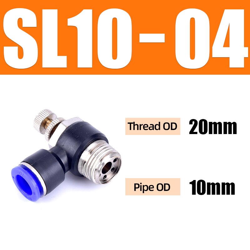 Sl 4 6 8 10 12mm hurtigkobling pneumatisk kobling  m5 " 1/8 " 1/4 " 3/8 " 1/2 lufthastighetsreguleringsventil strupeventil: Sl10-04