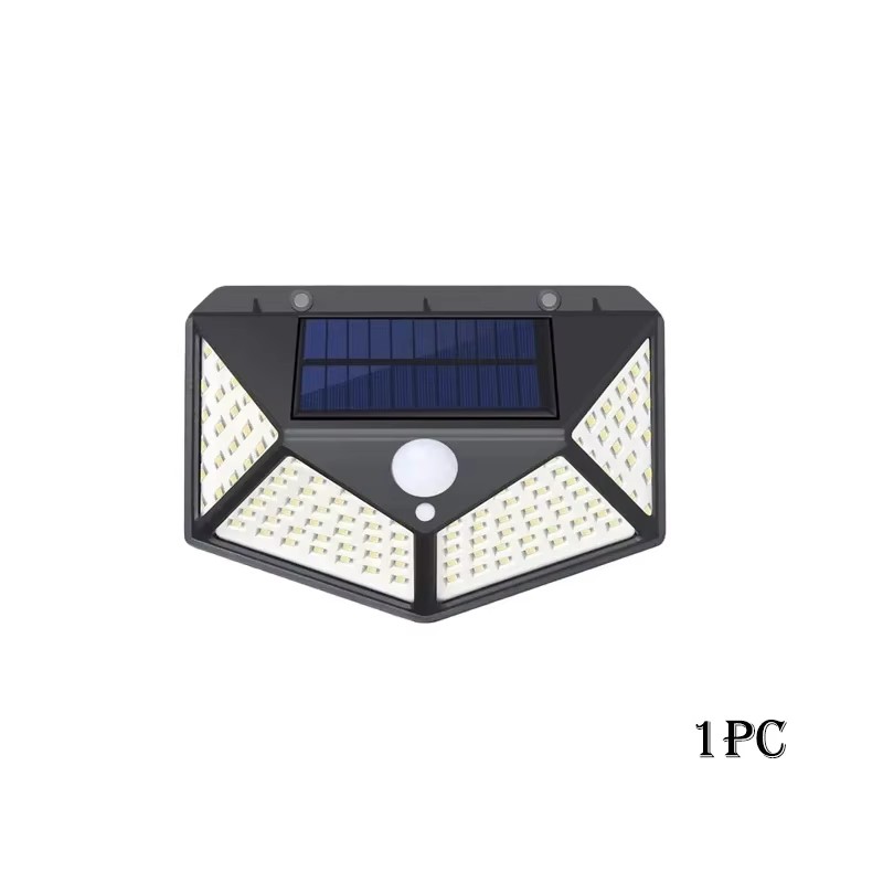 Applique Murale Solaire à 100 LED, 4 Côtés, avec Détecteur de Mouvement, Imperméable, pour Jardin, Cour Extérieure, 1 à 12 Pièces: Bleu