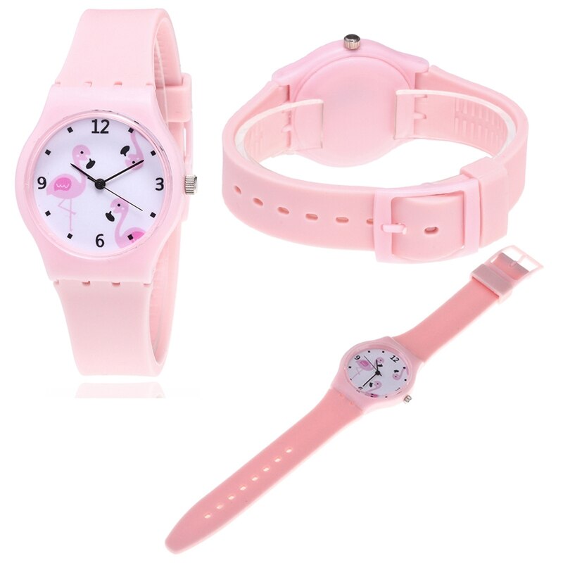 Silicone Candy Jelly Kleur Student Horloge Meisjes Klok Flamingo Horloges Kinderen Horloge Cartoon Kinderen Quartz Horloge