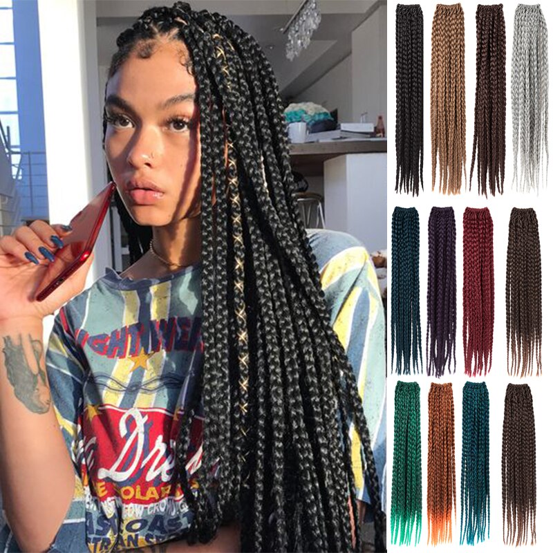 Tresses synthétiques au Crochet ombré rose arc-en-ciel, cheveux longs pour tresses africaines
