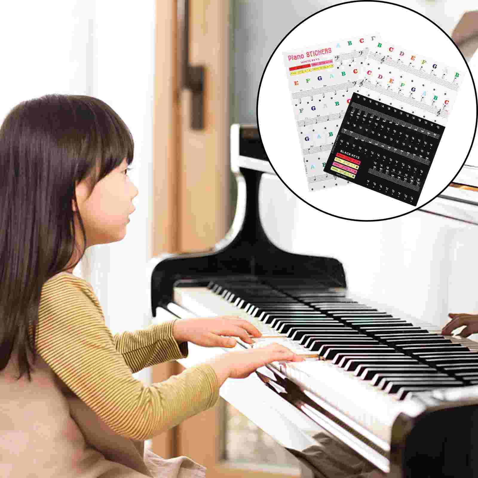 Verwijderbare piano-toetsenbordstickers voor beginners, herbruikbare siliconen pianotoetsen voor 88-toetsen toetsenborden op volledige grootte - geen residu, gemakkelijk leren voor kinderen en