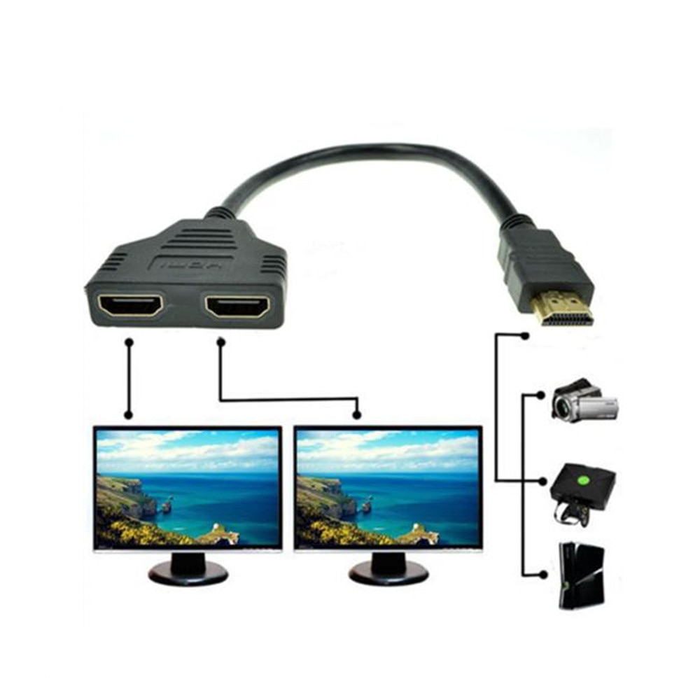 HDMI 2 Dual Port Y Splitter 1080P HDMI Stecker auf Doppel Weiblich Adapter Kabel 1 In 2 Out HDMI konverter Verbinden Kabel
