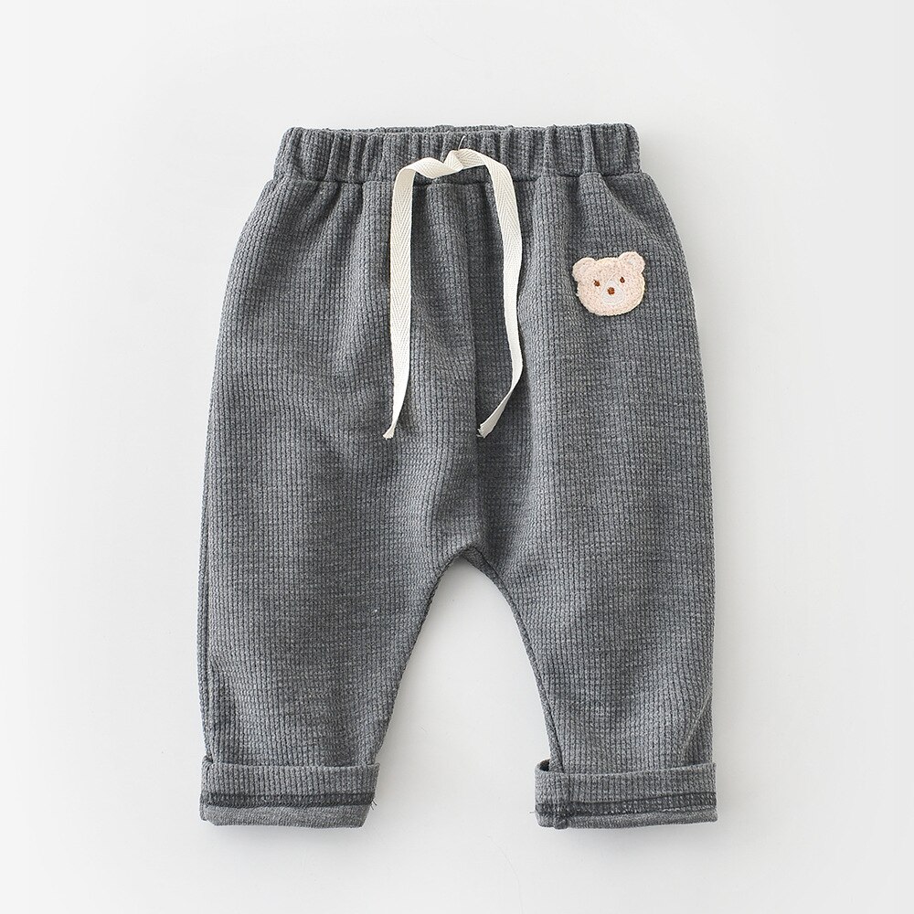 Milance 2022 Lente Baby Broek Cartoon Peuter Jongens Broek Voorkant String Meisjes Broek Baby Bovenkleding: grey / 6-9m