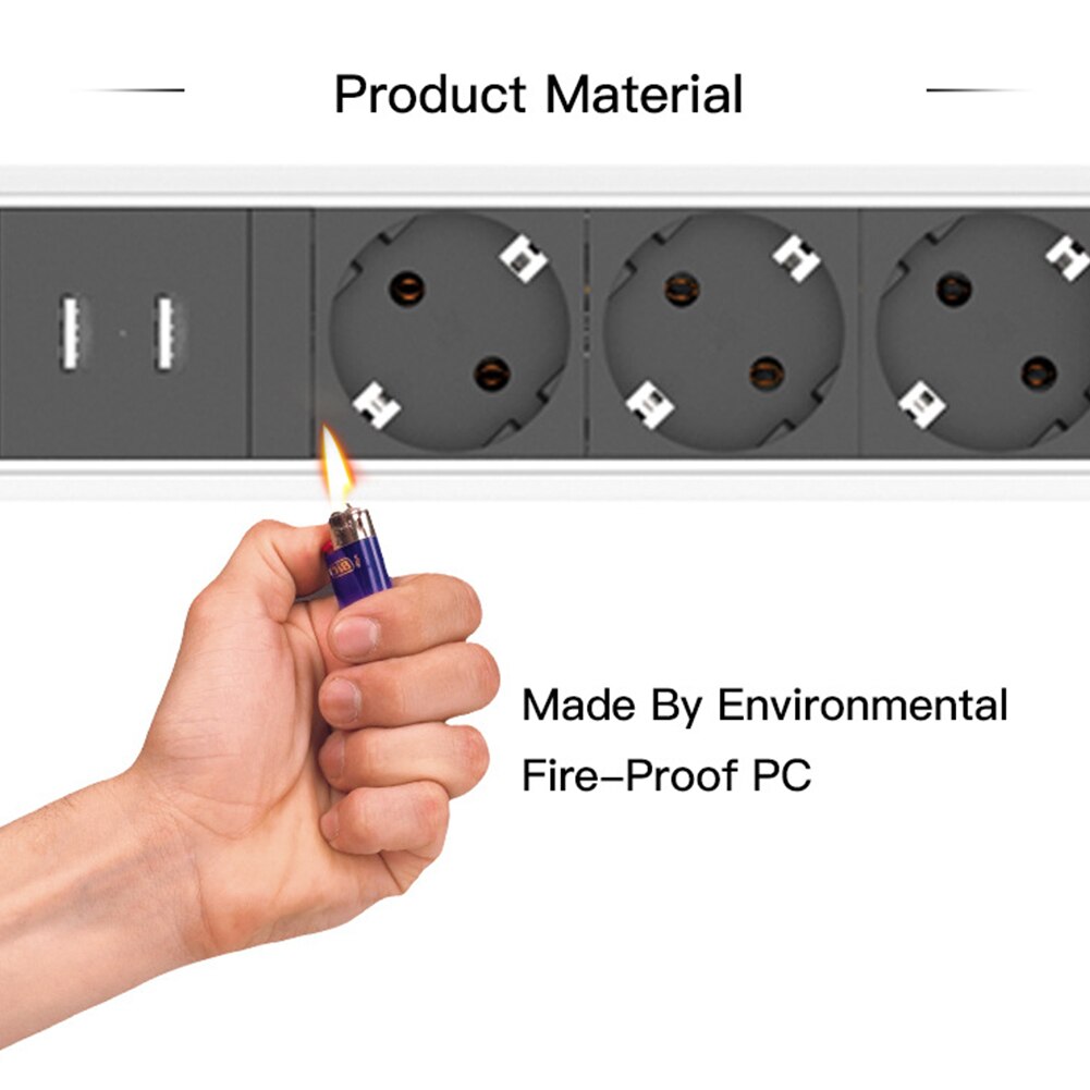 Desktop Socket Office Kitchen Charging Station Retractable Fire Retardant Baby Proof 2 USB Port Living Room 3 Plugs