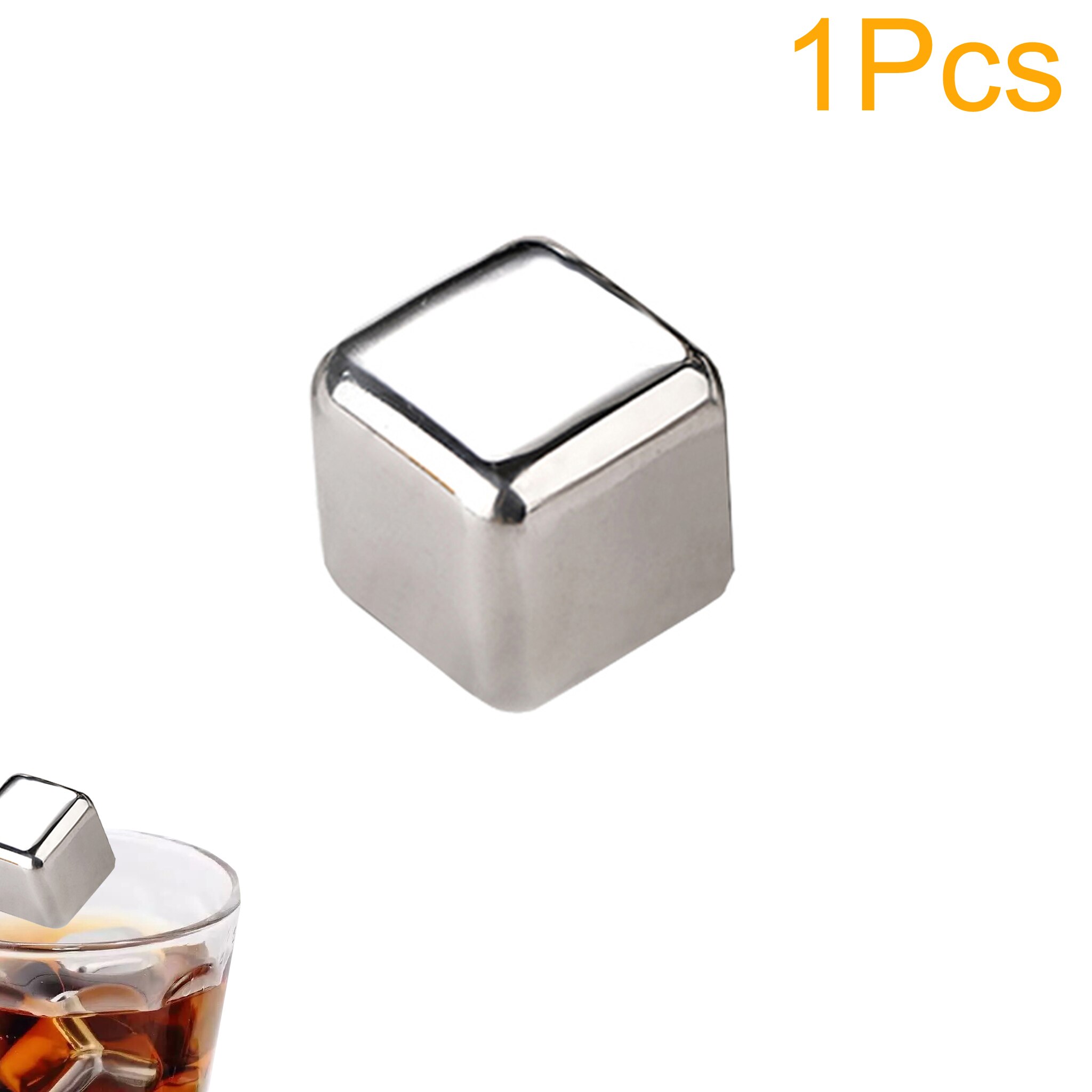 Stainless Steel Whiskey Stones Set Reusable Ice Cubes for Drinks Cocktail Shaker Whiskey Rocks Chilling Stones + Ice Tongs: 1 Pack