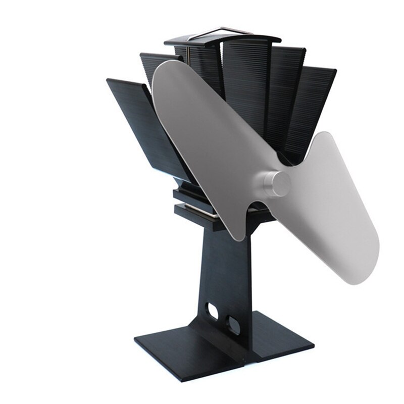 2 Blade Blast Stove Fan Home Silent Blast Stove Fan Ultra Wood Stove Fan Fireplace Fan Home Efficient Heat Distribution: Silver