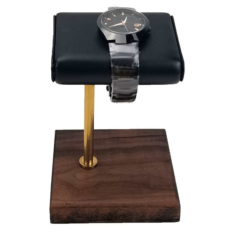 Walnoot Hickory Goud Staaf Horloge Armband Display Stand Leather Pecan Sieraden Stand Horloge Stand Hickory Horloge Stand