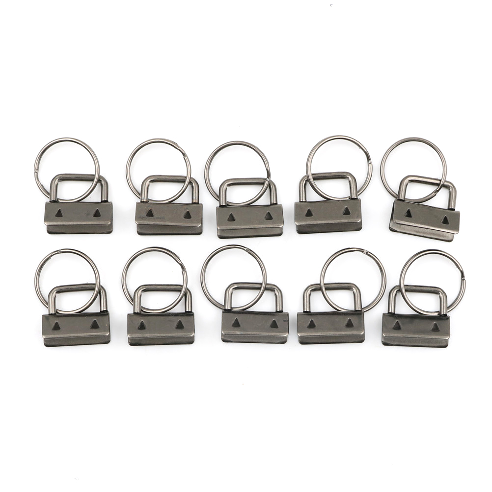 10Pcs Key Fob 25mm Keychain Split Ring For Wrist Wristlets Cotton Tail Clip Hardware Accessories: Black