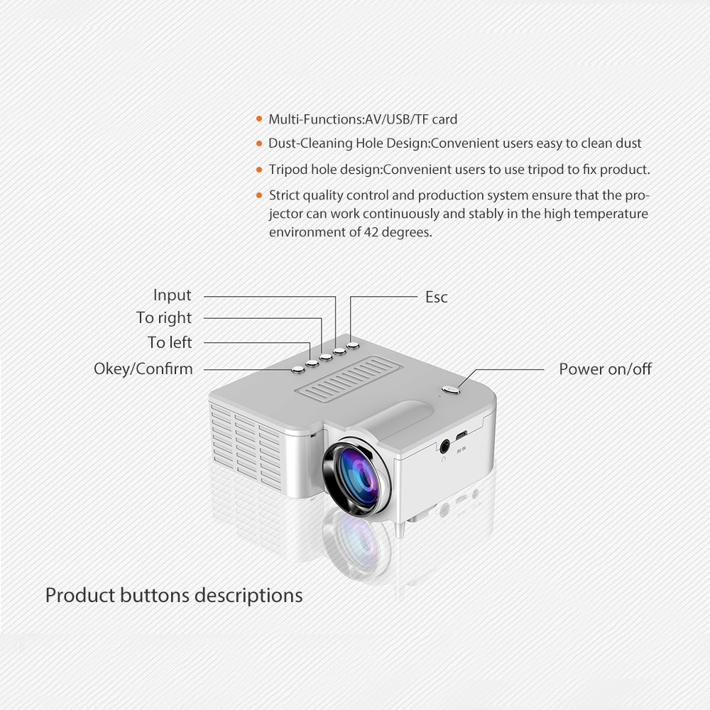 Unic UC28CB 1080P Draagbare Led Projector Cinema Theater Mini Projector Usb/Sd/Av Input Mini Entertainment projector Familie