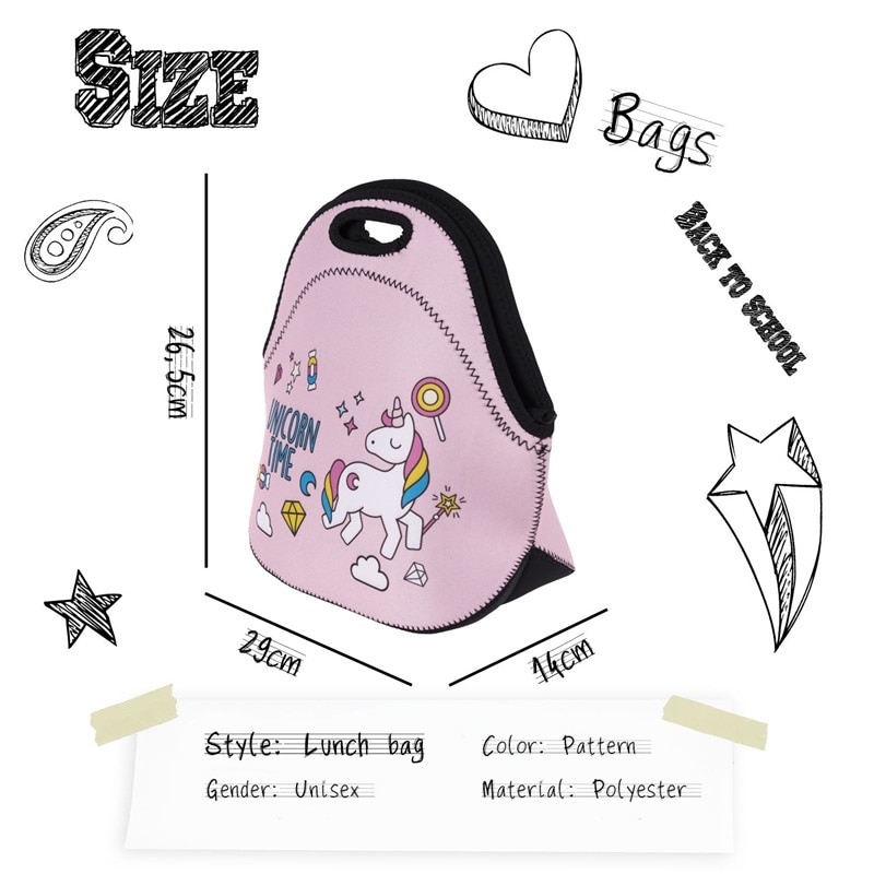 Thermal Insulated 3d Print Neoprene Lunch Bag for Man Women Kids Lunch Bags Cooler Insulation Lunch Box Food Bag
