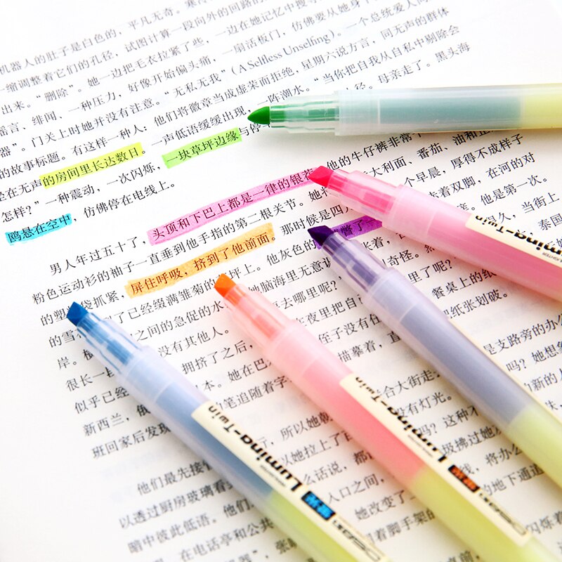 5 stk/parti lumina dobbelt highlighter tusch til papir kopi fax escolar canetas papirvarer kontormateriale skoleartikler 6701