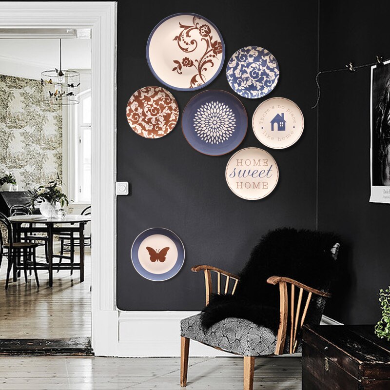 OUSSIRRO Wall Decorations Ceramic Wall Plate Ceramic butterfly Restaurant Cafe Bar Wall Decoration L2118