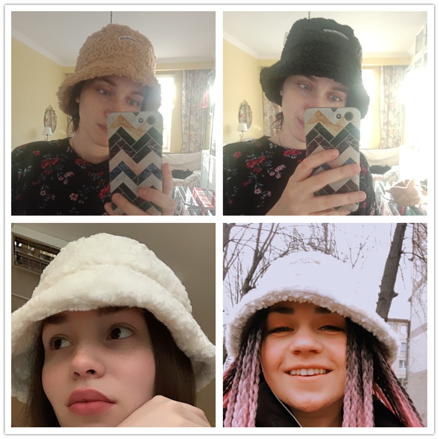 Mærke faux pels vinter panama hatte kvinder udendørs solcreme spand hat kvindelige brev broderi bassin cap sol hætter