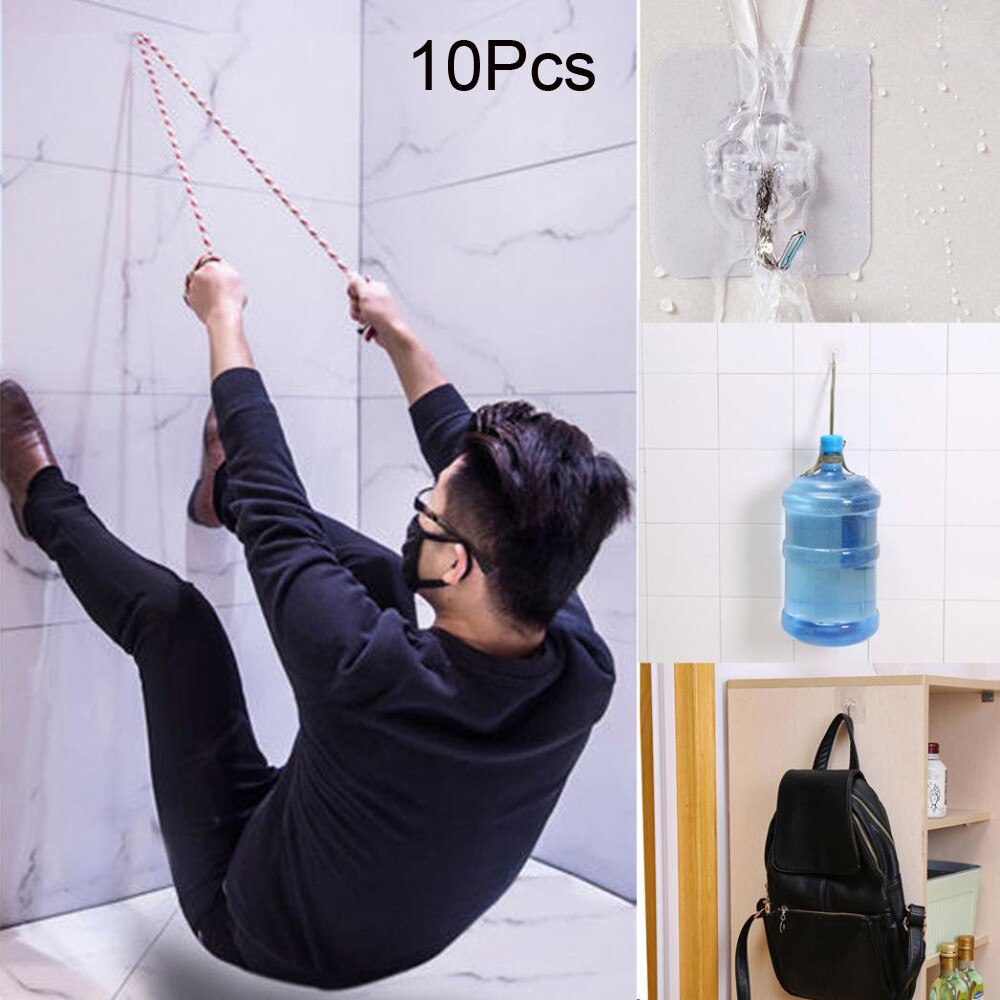 10 stk vægsugekrog stærk hjemmekøkkenkrog gennemsigtig sugekop sugekrogsbøjle til køkkenbadeværktøj 77