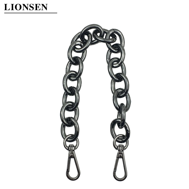 Lionsen 30cm Replacement Metal Chain For Handle Bag Handbag Antique Bronze silver DIY Accessories For Bag Strap Hardware: Gun black