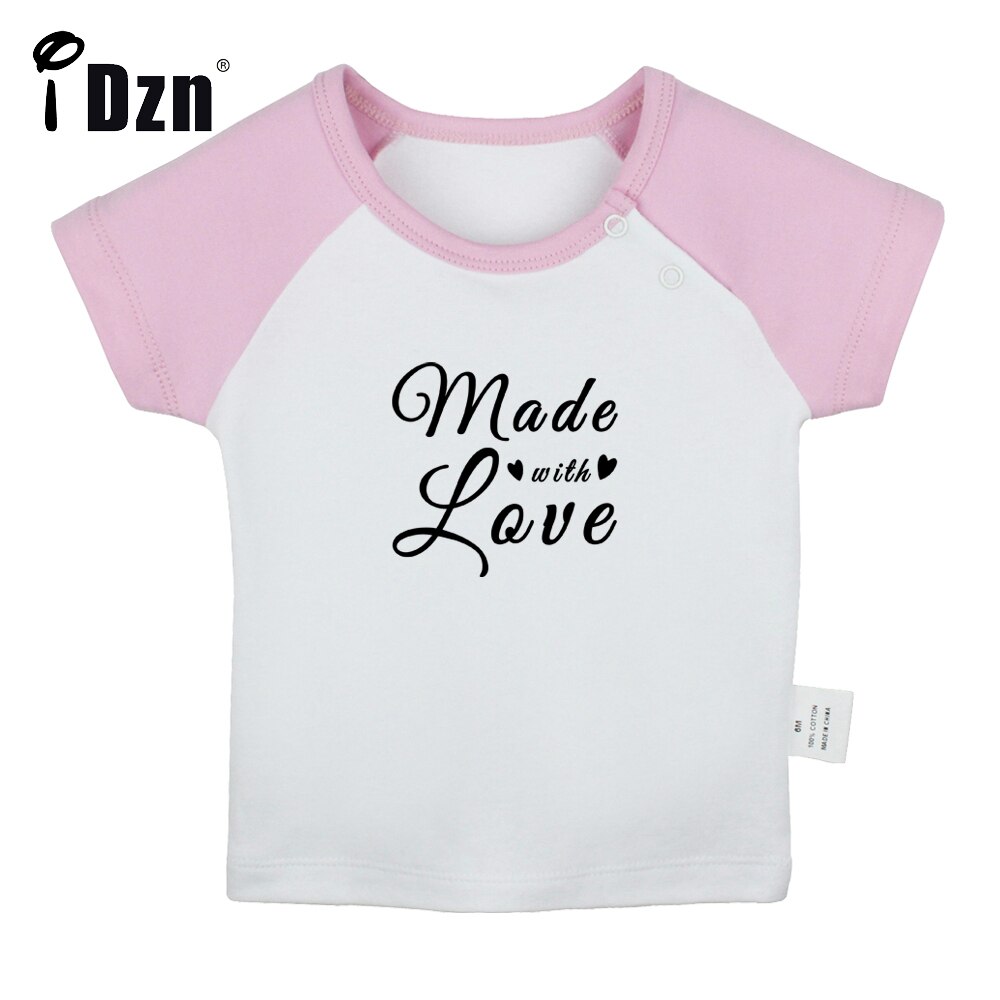 Idzn Gemaakt Met Liefde Fun Art Gedrukt Baby Jongens T-shirts Leuke Baby Meisjes Korte Mouwen T-shirt Pasgeboren Katoen tops Kleding