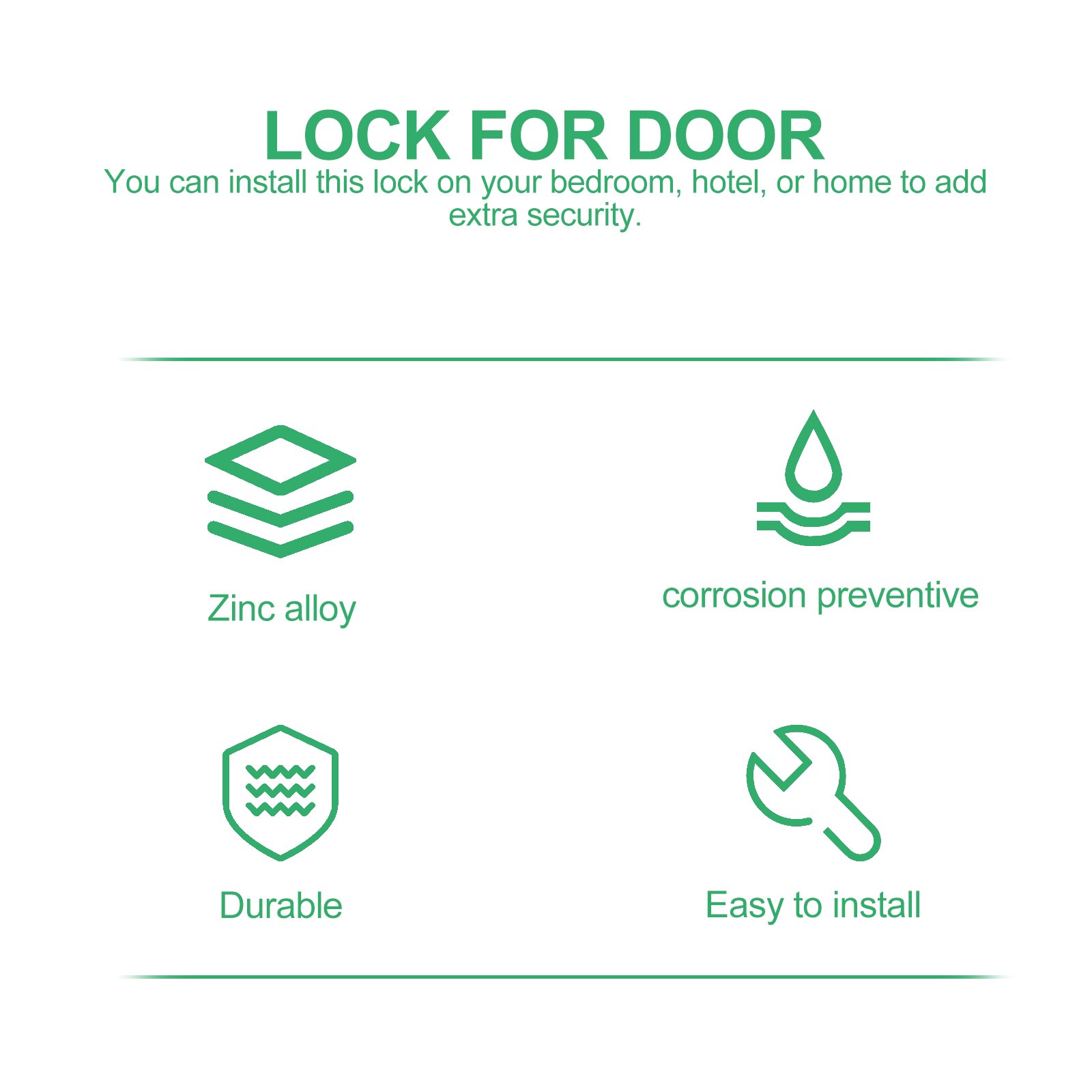 Swing Bar Door Lock Stylish Zinc Alloy Useful Hotel Reinforcement Lock Door Lock Home Lock Door Guard