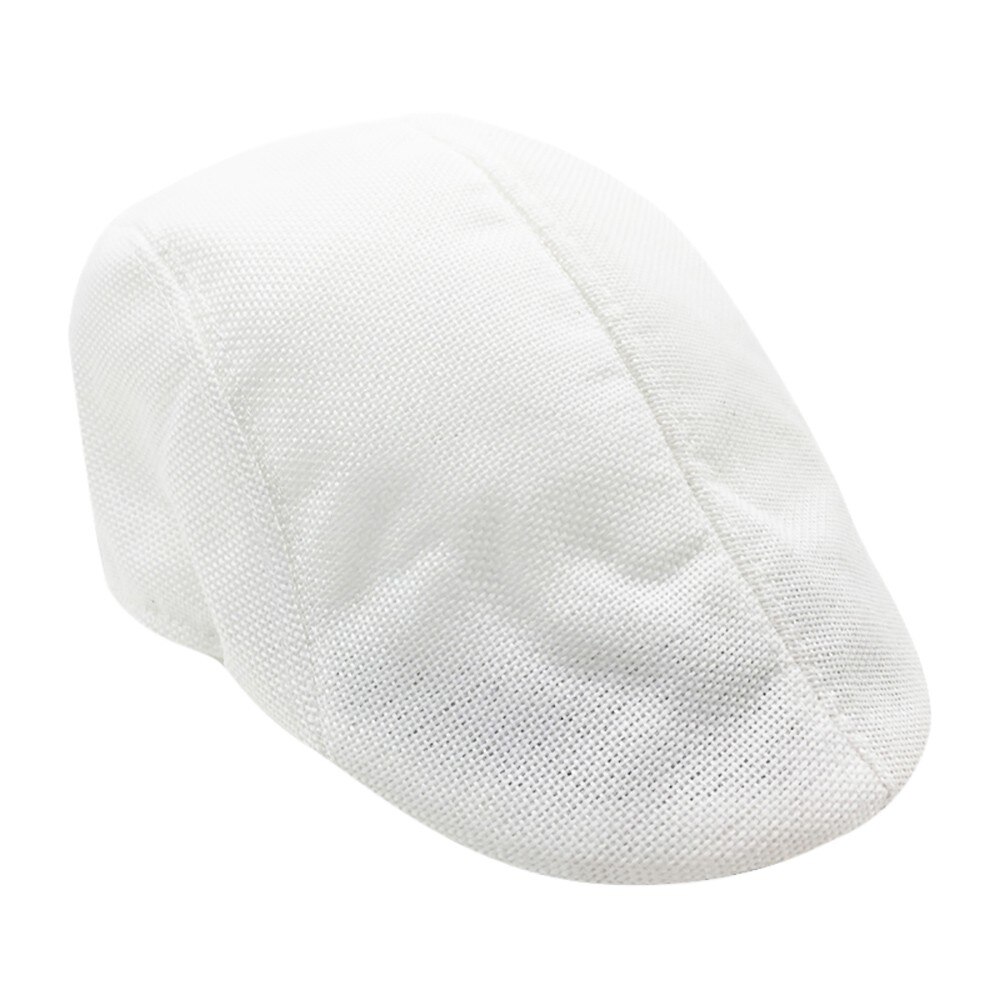 Beret Caps Men Women Vintage News Boy Cap Cabbie Gatsby Linen Outdoor Hats Brand Sun Hat Unisex Duckbill Caps Linen Casquette: White