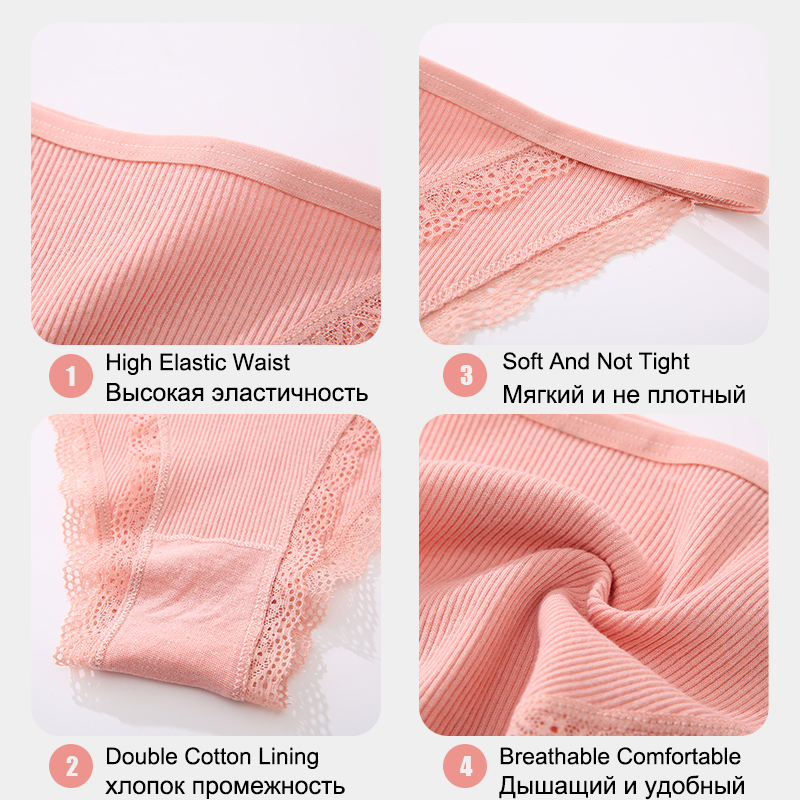 Finetoo 3 stks/set Sexy Kant Katoenen Slips Vrouwen Solid Comfortabele Slipje Vrouwelijke Zacht Ondergoed Ademend Intimates Lingerie