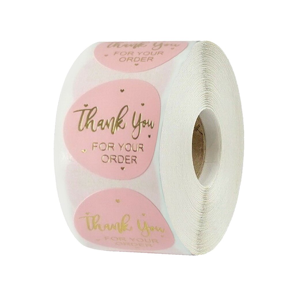 Roze Label Stickers Folie Dank U Stickers 1 ''500P... Grandado