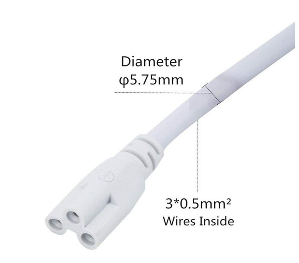 1FT-5FT T5 T8 Double End 3Pin LED Tube Connector Cable Wire, T5 T8 Extension Cord For Integrated LED Fluorescent Tube Light Bulb