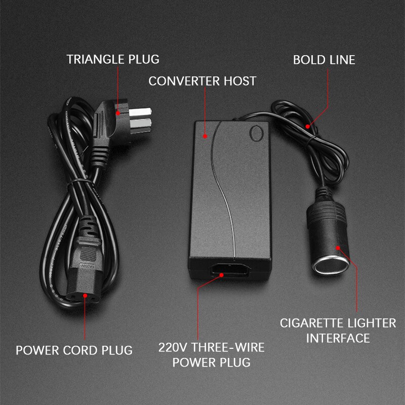 220V To 12V Power Converter 100W Household Socket Car Vacuum Cleaner Adapter Cigarette Lighter Adapter Multifunction Converter