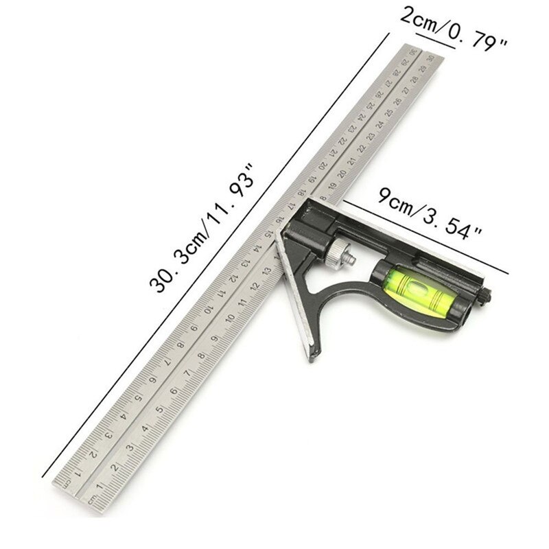 Adjustable Combination Square Ruler Set Angle Gauge Angle Finder Meter Protractor Measurement Measuring Engineer Tools