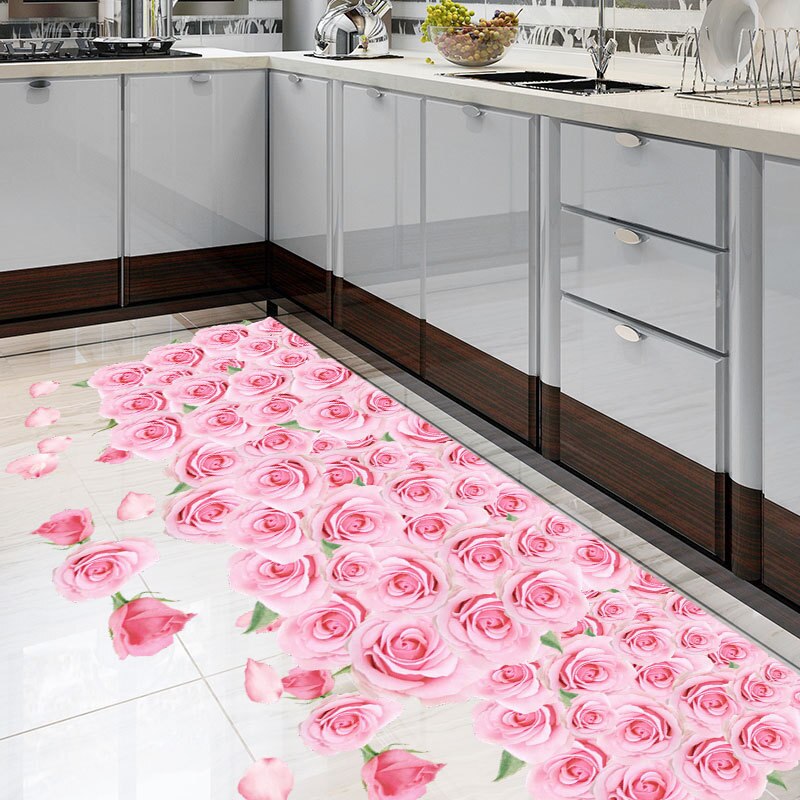 butikk rose blomster vegg klistremerker romantiske rosa røde blomster gulv klistremerke kunst vinyl hjem dekorasjon til soverom dårlig kjøkken