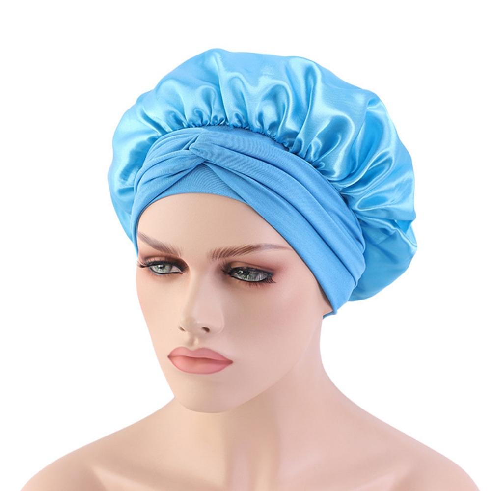 Vrouwen moslim stretch tulband hoed chemo muts haaruitval hoofddoek wikkel hijab muts polyester 10 kleuren: V blauw