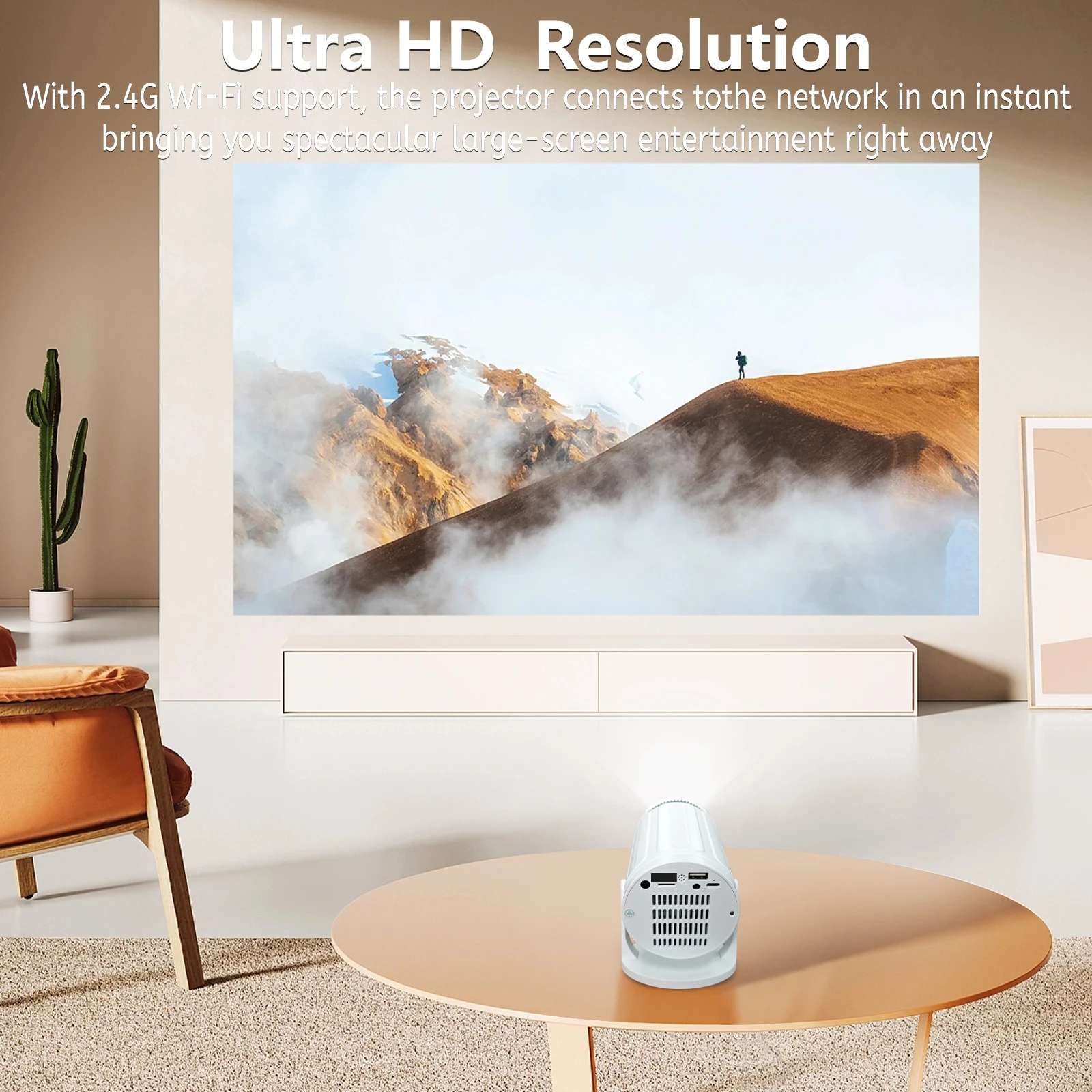 1280x720P RY008 LED Mini HD Portable Projector High Brightness 2 4G WIFI Home Theater Projector for Movies