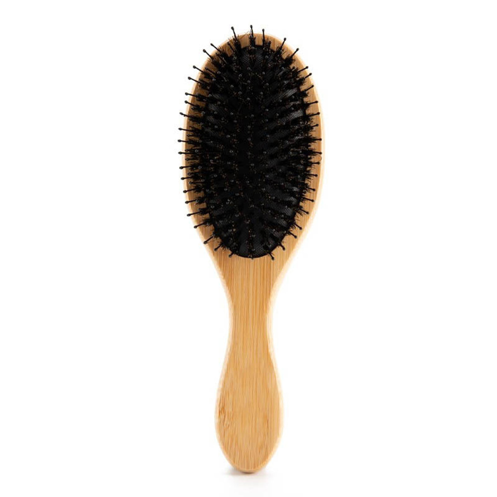 Cepillo de pelo de cerdas suaves para mujer, peines de madera para el cabello, cepillo alisador de desenredar, peine para el cabello, accesorios de peluquero: Negro