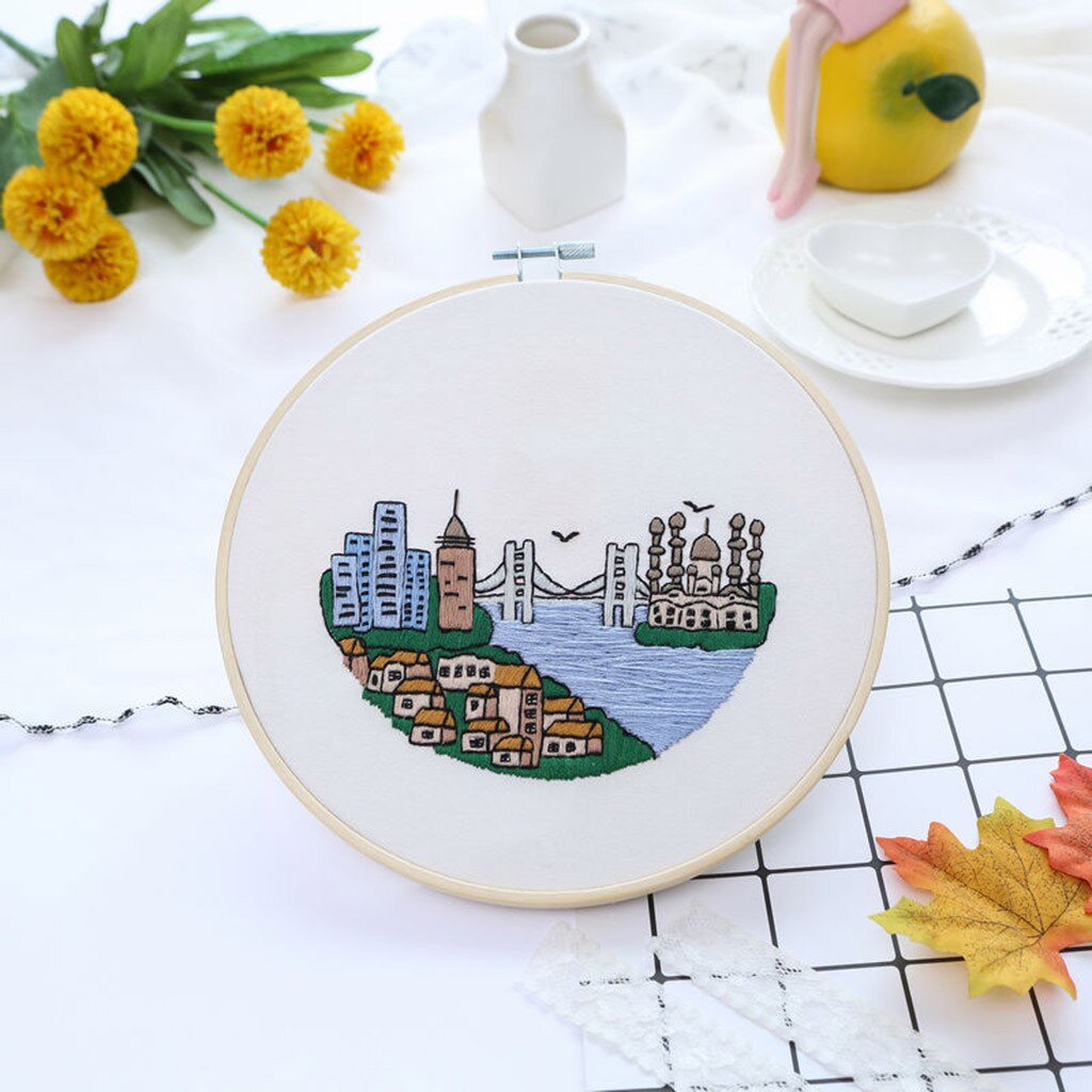 Embroidery Cross Stitch Kit Set for Beginners-Handmade Embroidery DIY Craft European Embroidery Materials Package Needlework