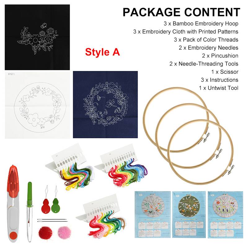 DIY Embroidery Flower Plants Pattern Handwork Needlework for Beginner Embroidery Hoop Cloth Cross Stitch Kit Home Decoration: A