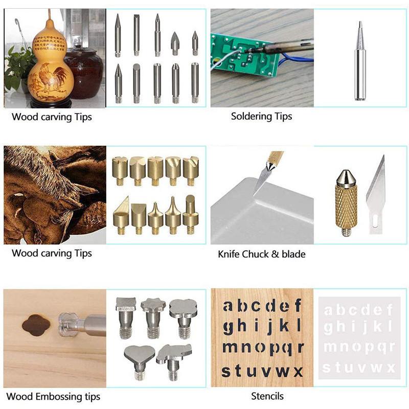 28PCS/61PCS DIY pieces of wood burning soldering iron tip wood burning tool kit engraving embossing / heat transfer gourd craft