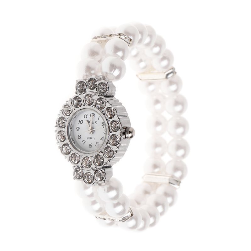 Dameshorloge, klok, casual polshorloges voor dames, horloges met parelarmband, horlogebandje, quartz polshorloge, horloges, sieraden: Roos