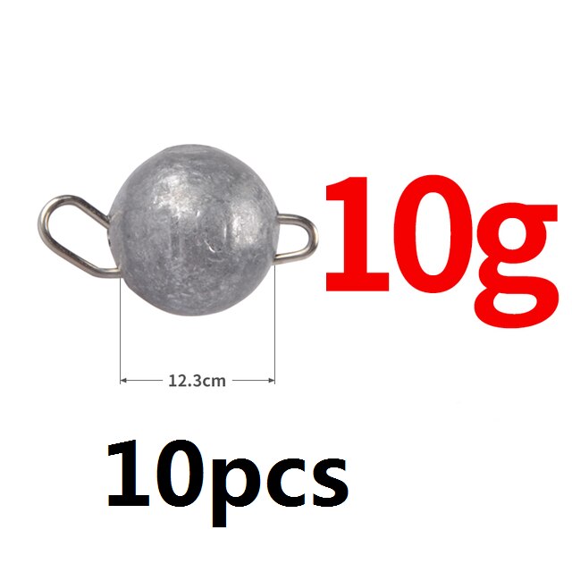 10Stck Platinen Angeln Jig Kopf Kugel Haken Verschärft 2g 4g 6g 8g 10g 12g 14g 16g 18g Tiefe Wasser Weicher Köder Köder Angelgerät: 10Stck   10G